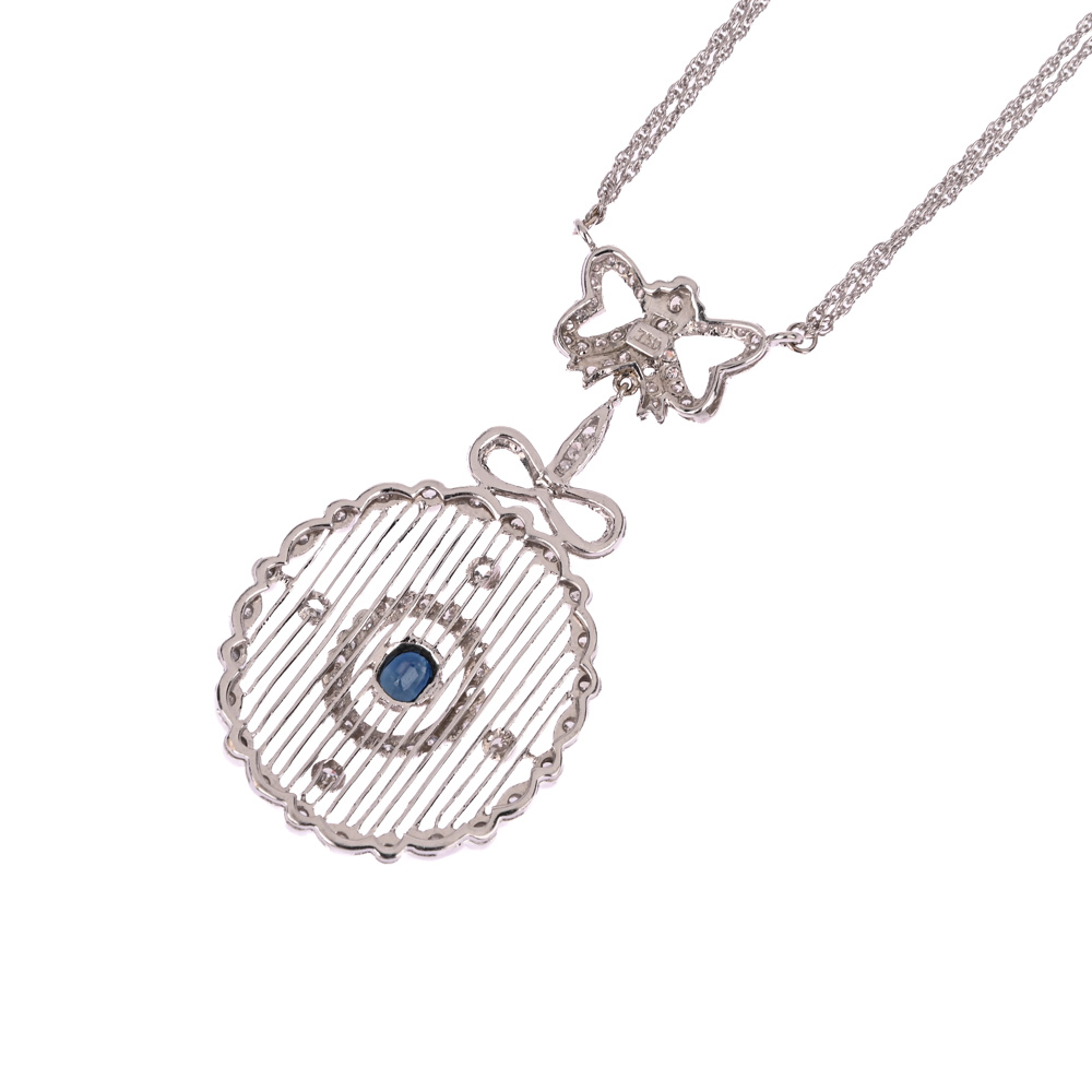 Collier, Saphir, Diamanten, WG750 ca. 16,8 g, Länge ca. 43,5 cm