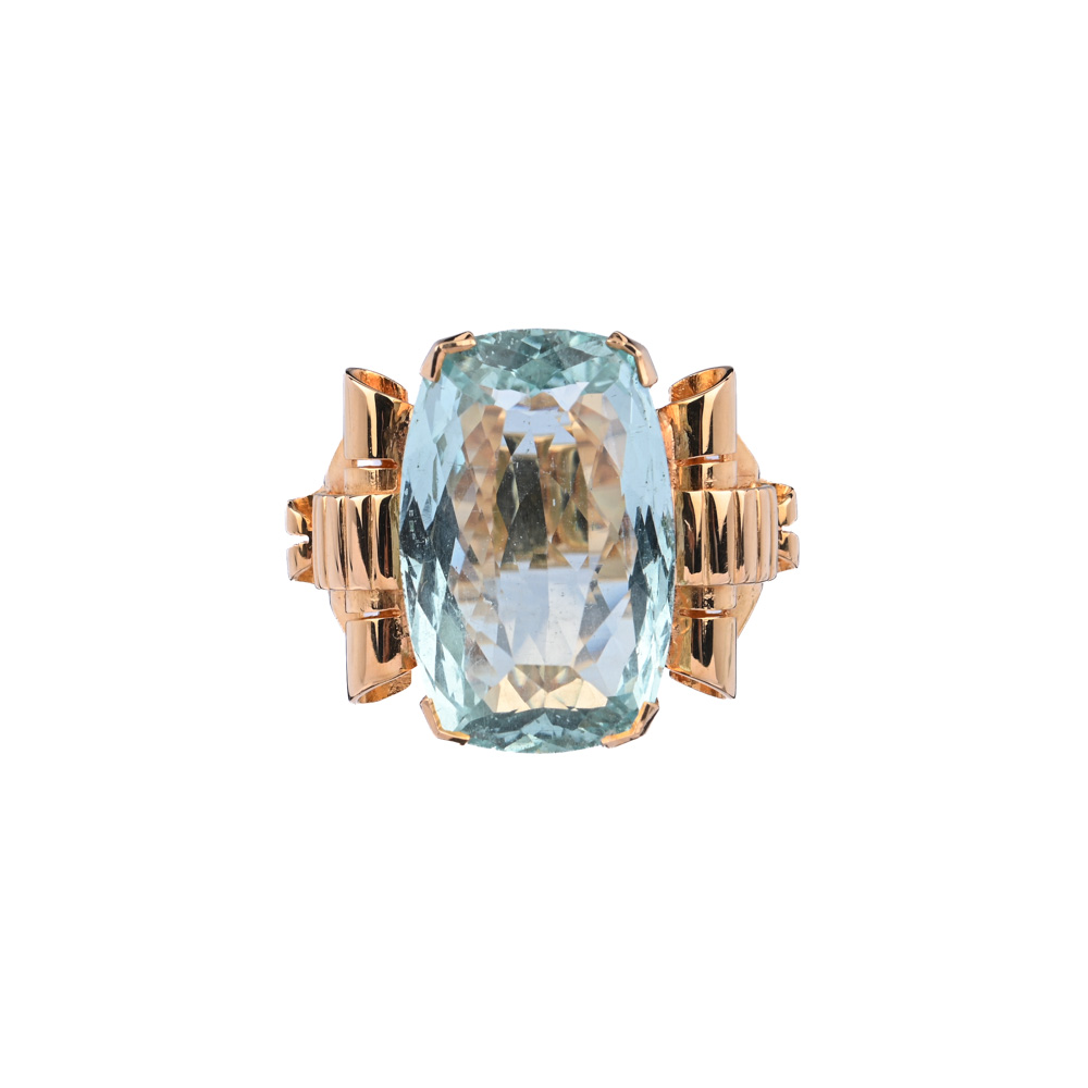 Aquamarin-Ring "Art Déco"