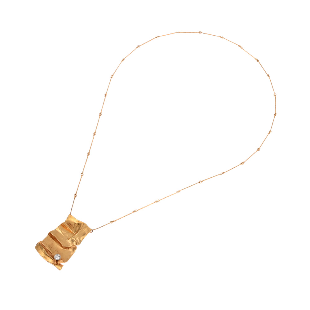 Collier, Brillant ca. 0,32 ct, G585 ca. 30,9 g, Länge ca. 67 cm