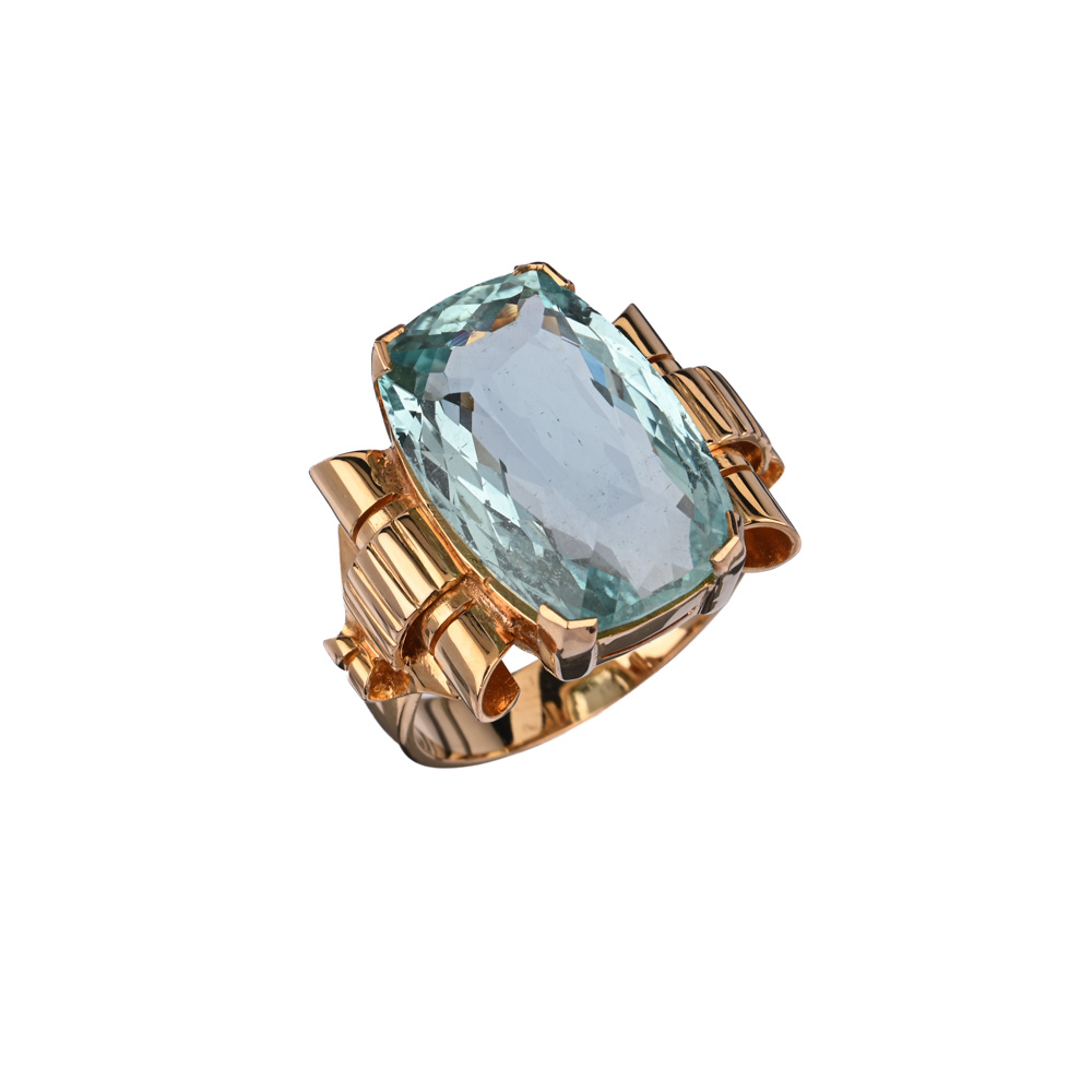 Aquamarin-Ring "Art Déco"