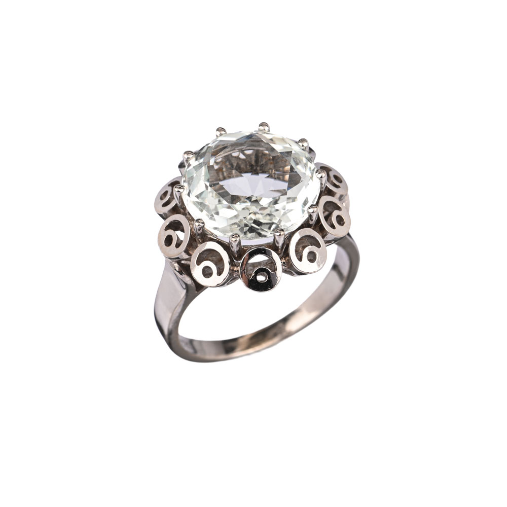 Ring, Aquamarin ca. 4,2 ct, WG585 ca. 7,0 g, Ringweite 53 Ring, Aquamarin ca. 4,2 ct, WG585 ca. 7,0 g, Ringweite 53