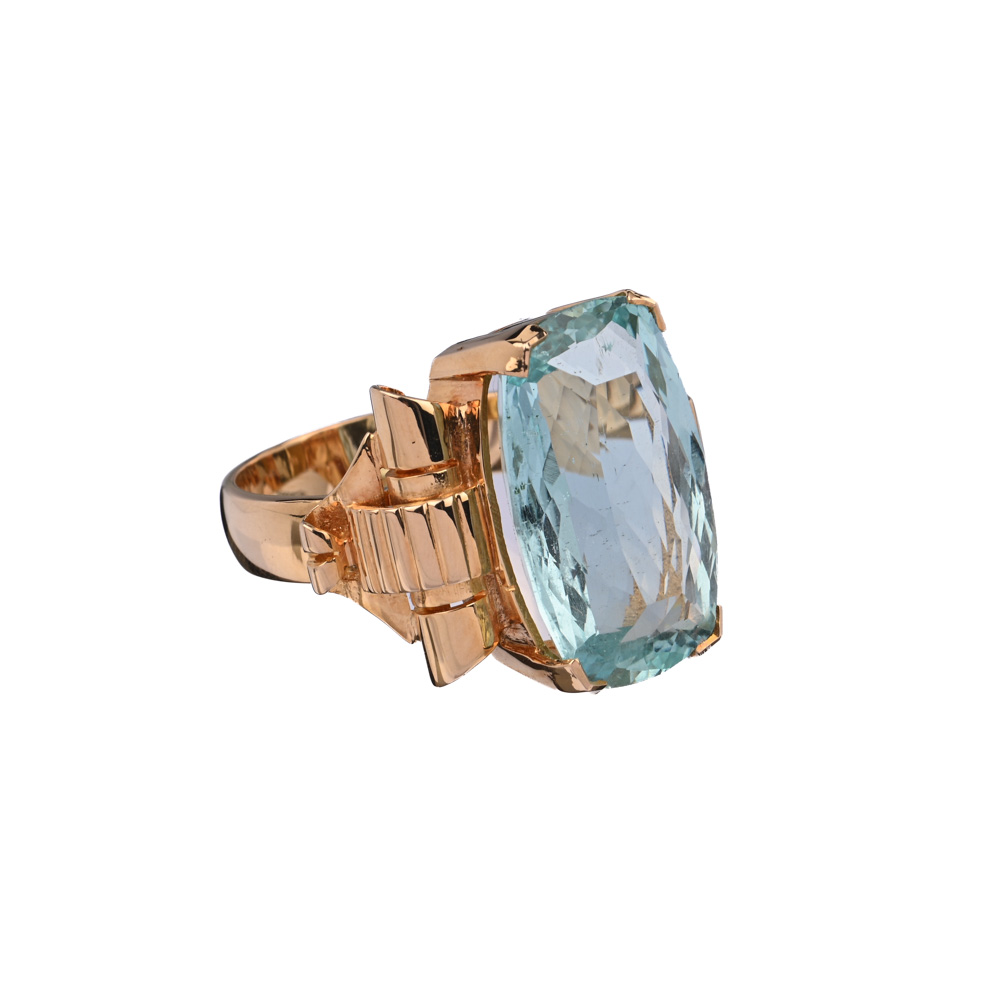Aquamarin-Ring "Art Déco"