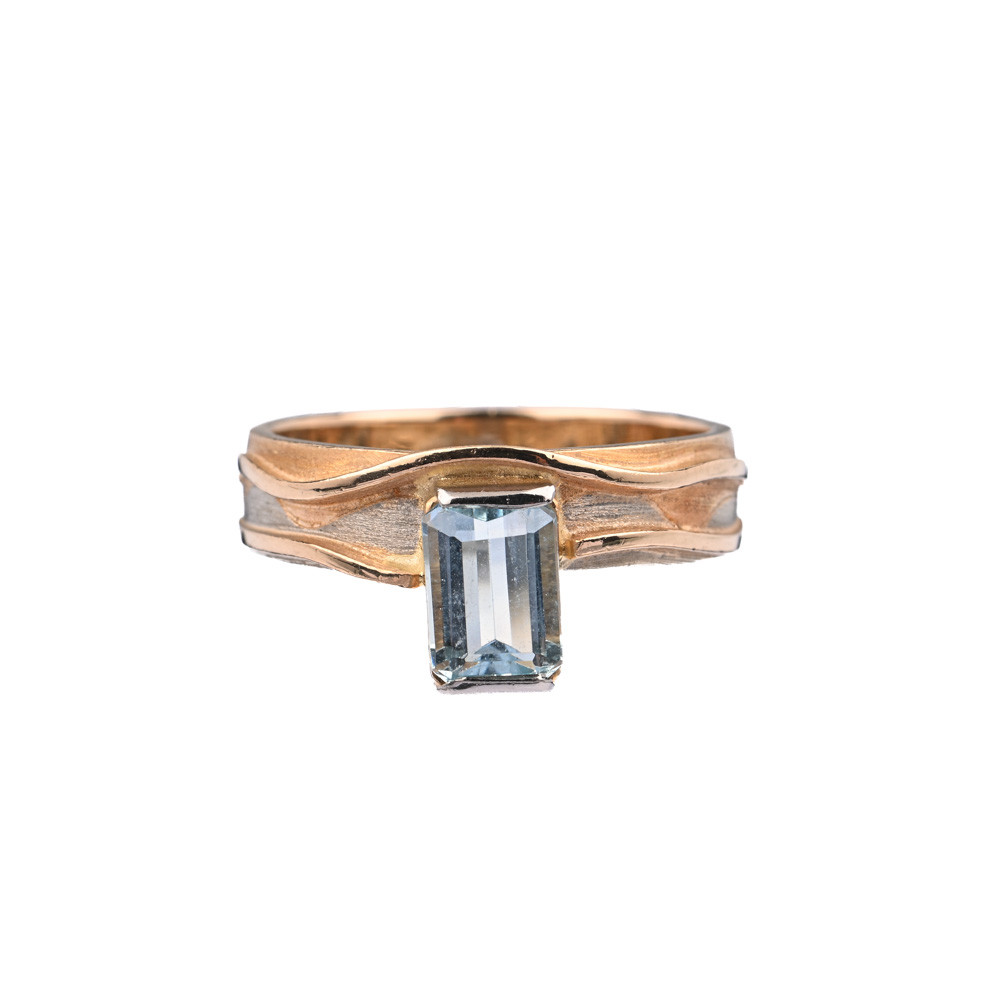 Ring, Aquamarin ca. 0,71 ct, BiC750 ca. 5,2 g, Ringweite 54