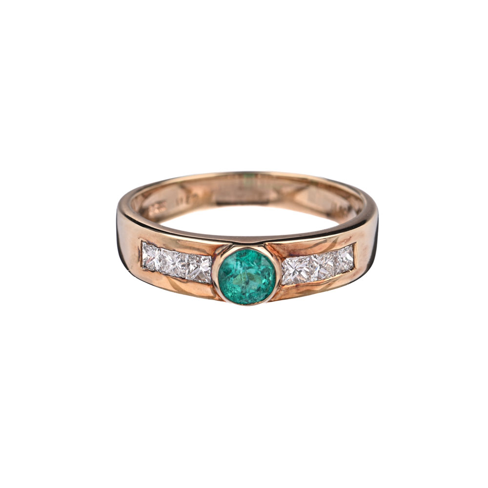 Ring, Paraibaturmalin (Brasilien) 0,29 ct, 6 Diamanten im Prinzessschliff 0,42 ct (Vvs), 585er Gold, ca. 4,0 g, Ringweite 54 , Handarbeit