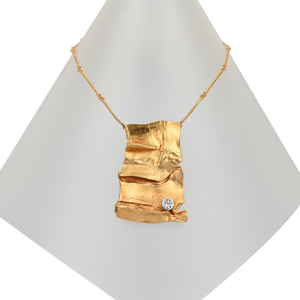 Collier, Brillant ca. 0,32 ct, G585 ca. 30,9 g, Länge ca. 67 cm