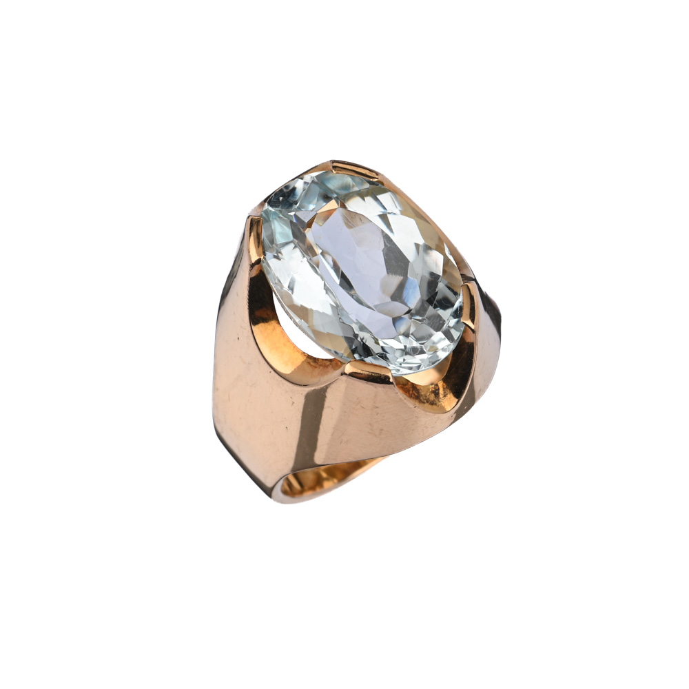 Ring, Aquamarin, G750 ca. 15,0 g, Ringweite 54
