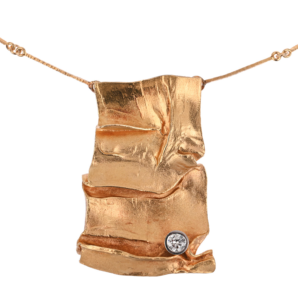 Collier, Brillant ca. 0,32 ct, G585 ca. 30,9 g, Länge ca. 67 cm