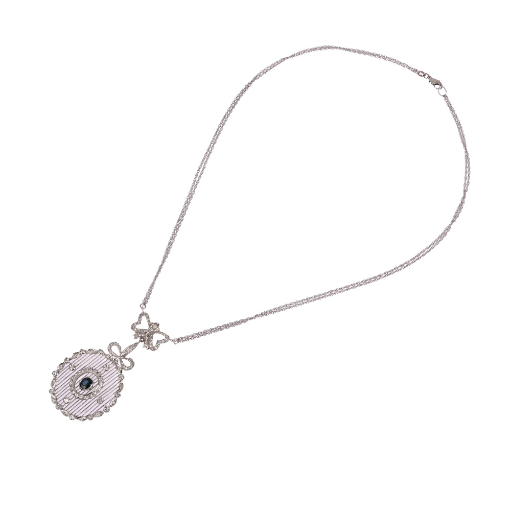 Collier, Saphir, Diamanten, WG750 ca. 16,8 g, Länge ca. 43,5 cm