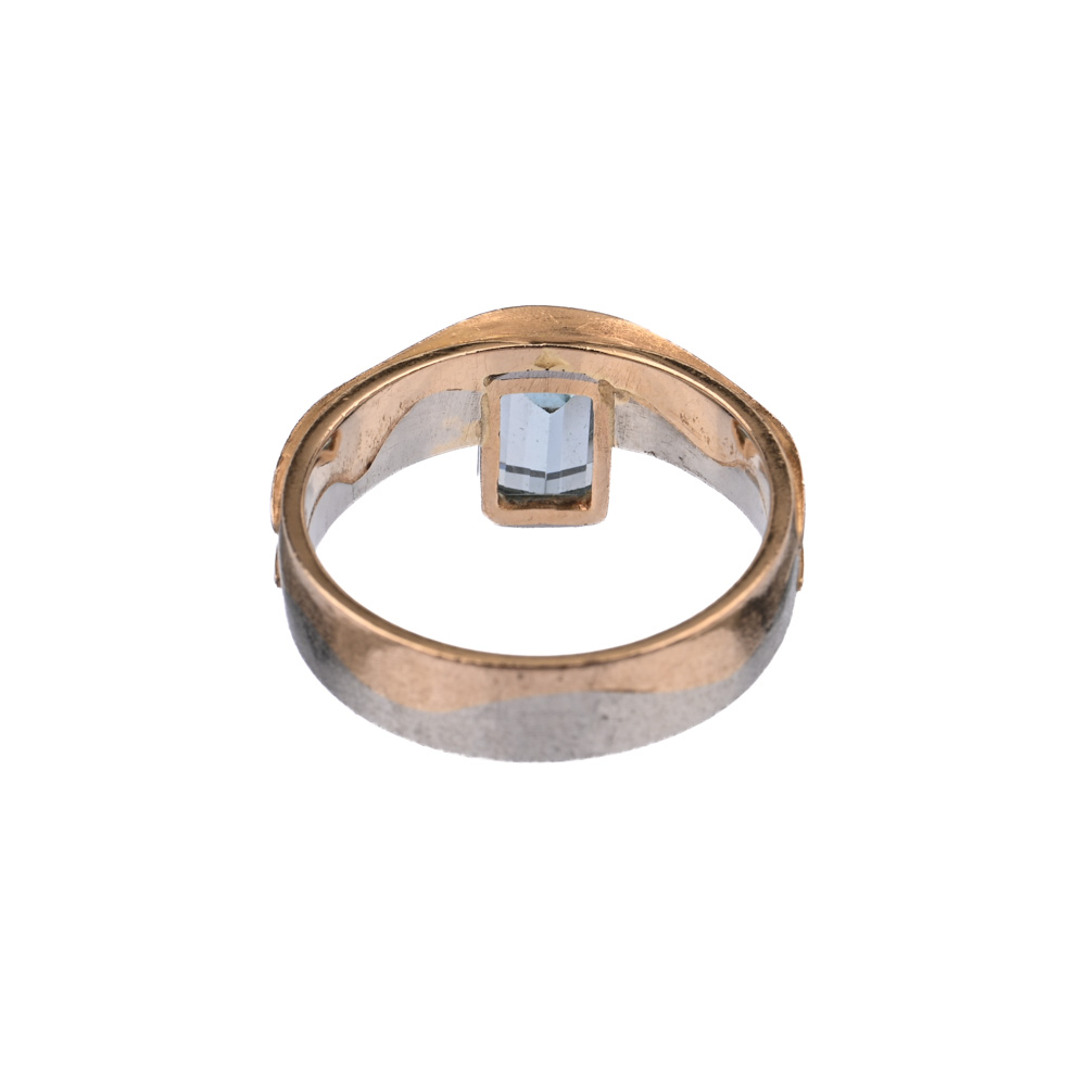 Ring, Aquamarin ca. 0,71 ct, BiC750 ca. 5,2 g, Ringweite 54