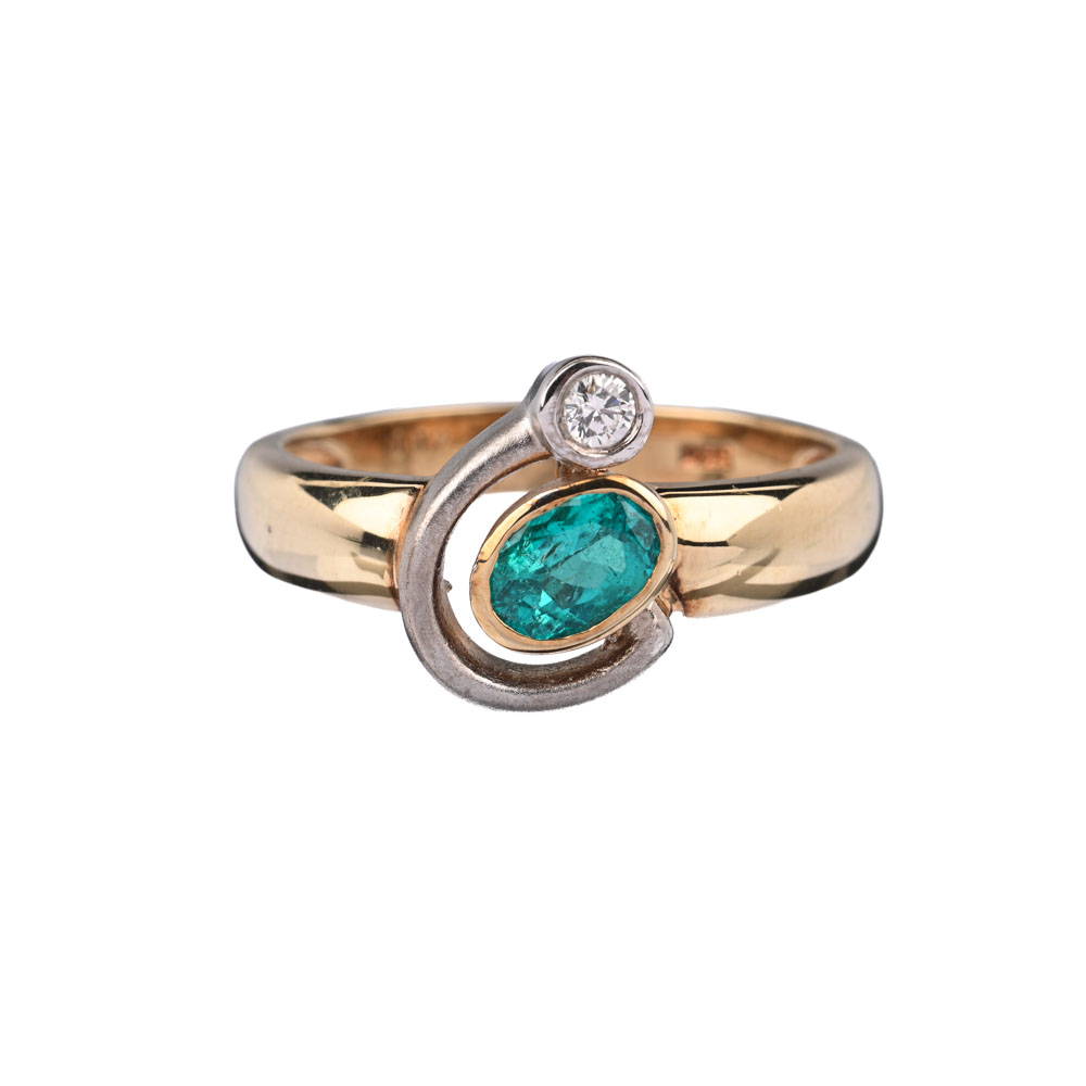 Ring, Paraibaturmalin (Brasilien) ca. 0,59 ct, Brillant 0,07 ct, BiC585 ca. 5,5 g, Ringweite 60