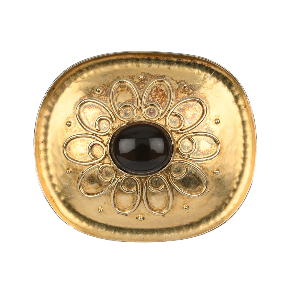 Vintage Brosche mit Rauchquarz, Perli, Schwäbisch Gmünd Vintage Brosche mit Rauchquarz, Perli, Schwäbisch Gmünd