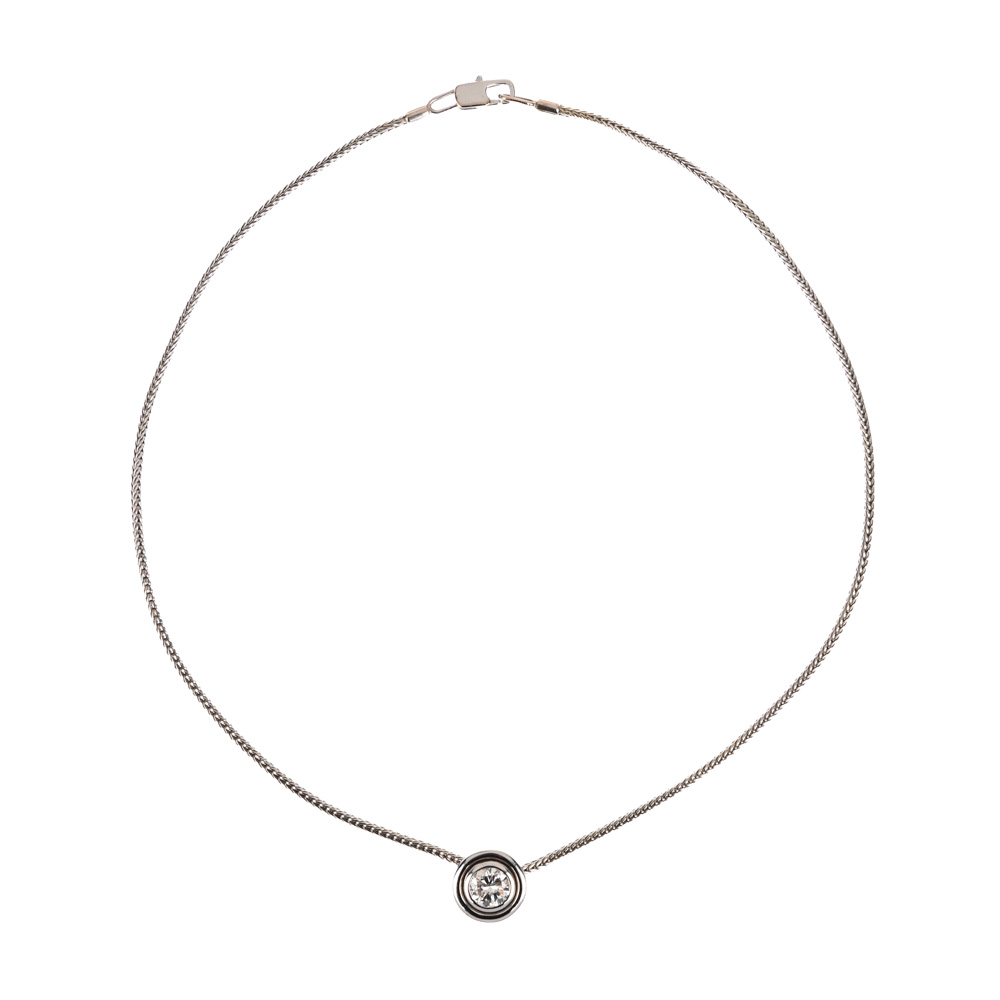 Collier mit Anhänger, Brillant ca. 1,30 ct, WG585 ca. 13,3 g, Länge ca. 40 cm