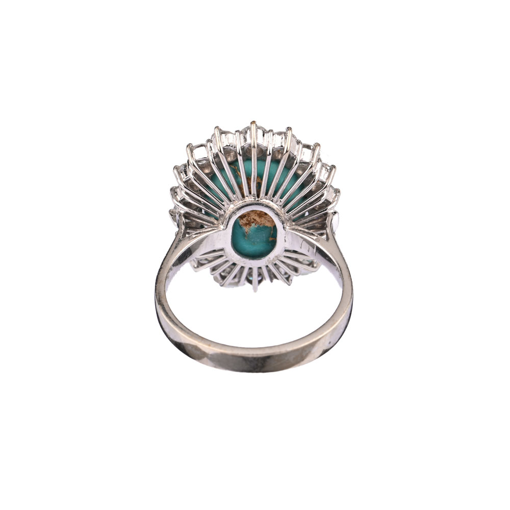 Ring, Türkis, 18 Brillanten ca. 1,35 ct, WG585 ca. 6,7 g, Ringweite 51 Ring, Türkis, 18 Brillanten ca. 1,35 ct, WG585 ca. 6,7 g, Ringweite 51