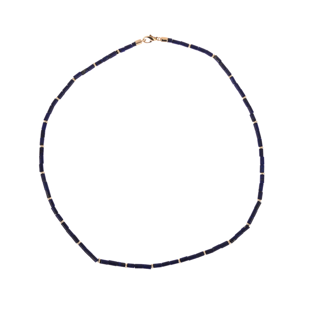 Collier, Lapis, Karabinerschloß G585 ca. 9,1 g, Länge ca. 43 cm