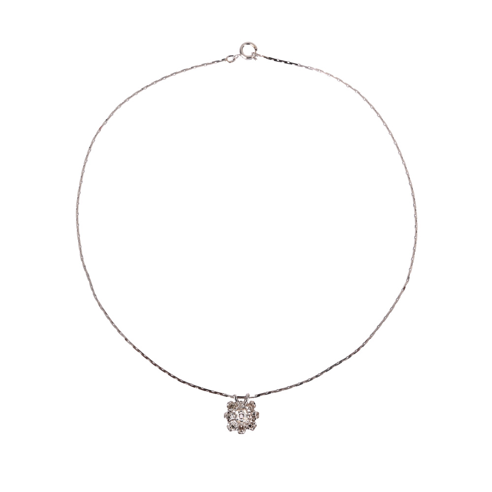 Halskette mit Anhänger, 9 Altschliff-Diamanten, WG750 ca. 5,1 g
