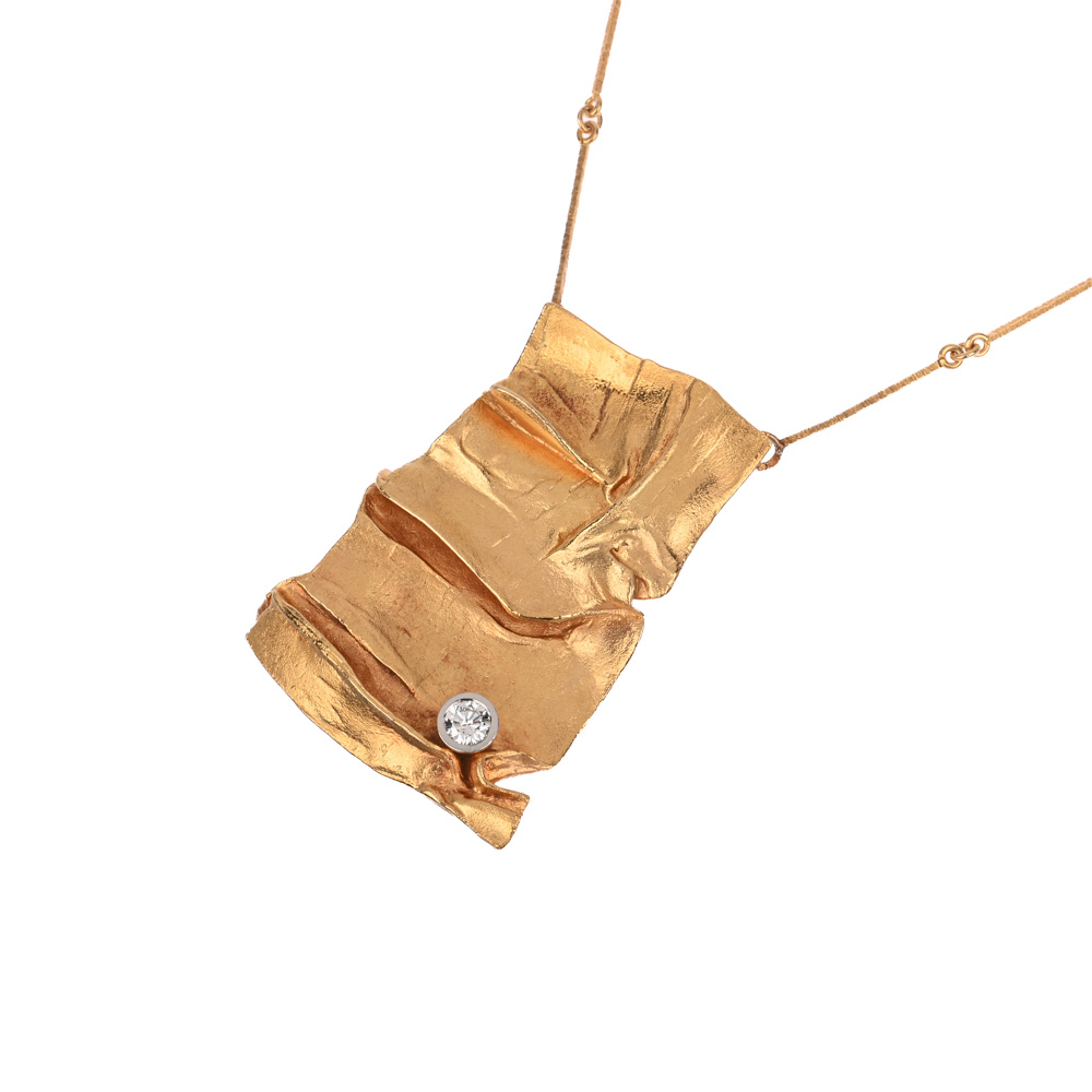 Collier, Brillant ca. 0,32 ct, G585 ca. 30,9 g, Länge ca. 67 cm