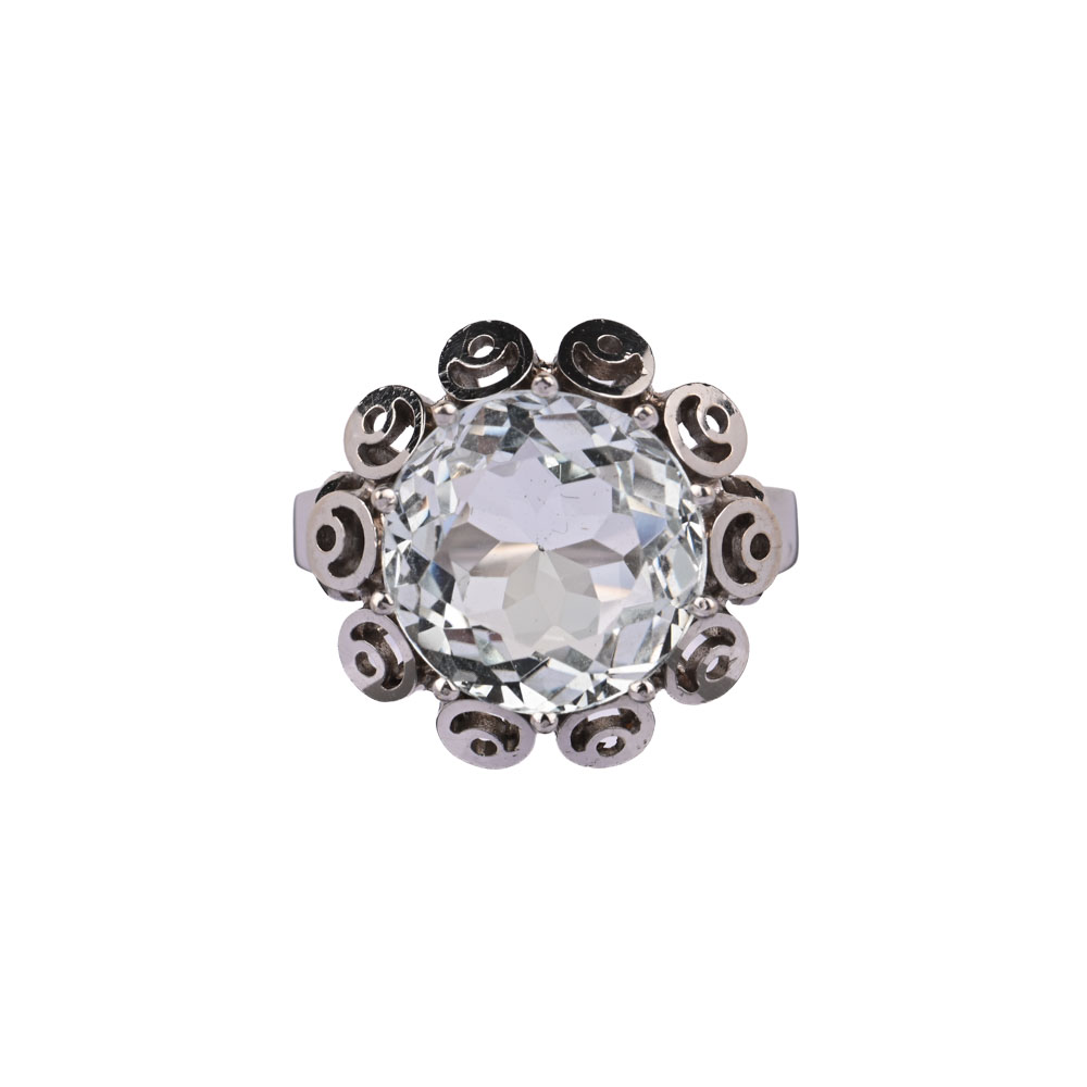 Ring, Aquamarin ca. 4,2 ct, WG585 ca. 7,0 g, Ringweite 53
