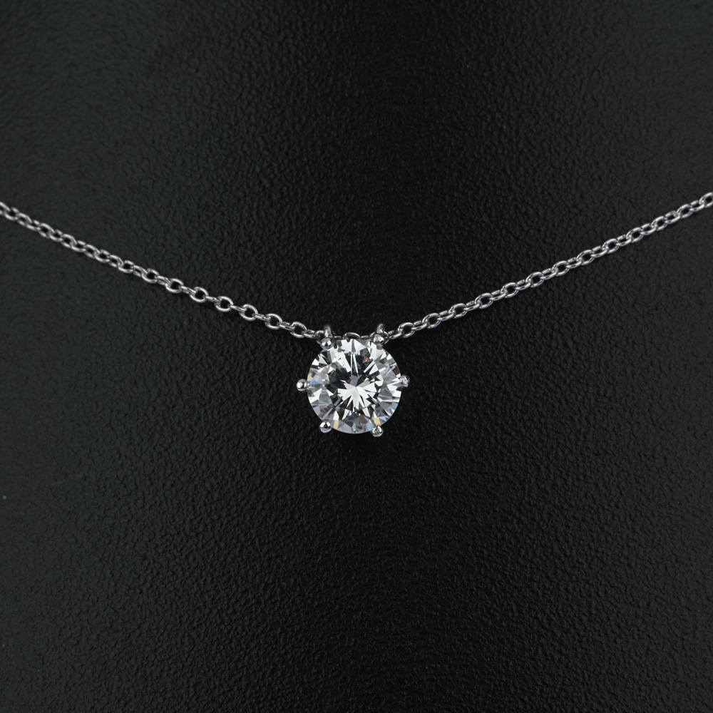 Collier, Brillant ca. 0,52 ct, WG585 (ungepunzt) ca. 2,0 g, Länge ca. 42,5 cm