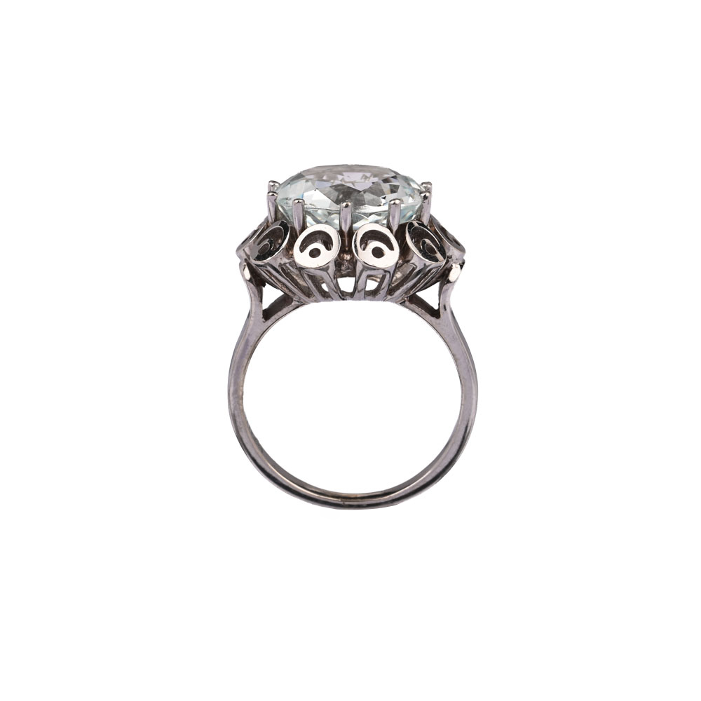 Ring, Aquamarin ca. 4,2 ct, WG585 ca. 7,0 g, Ringweite 53